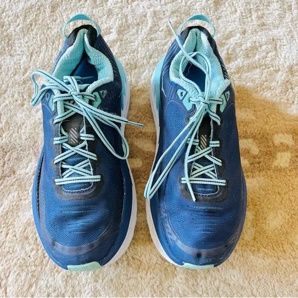 Hoka One One Bondi 5 Wide Medieval Blue Radiance Navy, Aqua, White Size 8.5 D - Picture 2 of 14